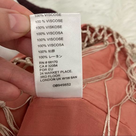 Anthropologie Pink Floral Embroidered Fringe Wrap Midi Dress Size 2P - Picture 14 of 16